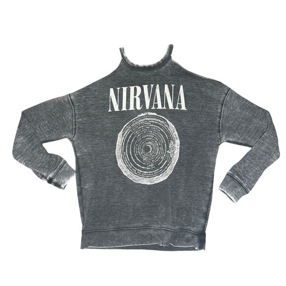 NIRVANA Vestibule Grunge Sweatshirt Cold Shoulder Size S - Picture 1 of 5